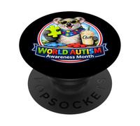 Koala Beber Milkshake Puzzle Mes Mundial de Concientización sobre el Autismo PopSockets PopGrip Adhesivo
