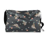 Koala - Bolsa de lona de cuero floral para hombre, mujer, niños y niñas, lindo fin de semana durante la noche, deportes, gimnasio, bolsa de viaje, bolso cruzado de un solo hombro, color, 18.5L,