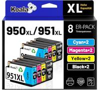Koala Cartuchos compatibles para HP 950 XL 951 XL 950XL 951XL (2BK/2C/2M/2Y 8 Combo Pack) para la Recarga de Las Officejet Pro 8100 8110 8610 8620 8625 8630 8640 251dw 276dw