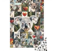 Koala Collage Puzzle de 1000 Piezas Papel para Adultos Animales Lindos Juego de Puzzle 1000 Piezas Relajante Concentración Interacción Familiar Regalo Decoración 38x26cm/1000pcs