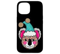 Koala con Sombrero Leopardo Estampado Navidad Cheer Carcasa para iPhone 15