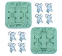 Koala - Cubitos de hielo de silicona con tapa y embudo, 2 unidades, 4 rejillas, diseño de animales, para cócteles, whisky, fiesta, barbacoa