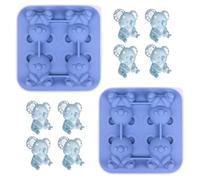 Koala - Cubitos de hielo de silicona con tapa y embudo, 2 unidades, 4 rejillas, diseño de animales, para cócteles, whisky, fiesta, barbacoa