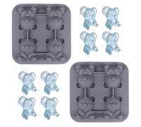 Koala - Cubitos de hielo de silicona con tapa y embudo, 2 unidades, 4 rejillas, diseño de animales, para cócteles, whisky, fiesta, barbacoa