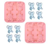Koala - Cubitos de hielo de silicona con tapa y embudo, 2 unidades, 4 rejillas, diseño de animales, para cócteles, whisky, fiesta, barbacoa