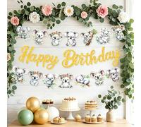 Koala Decoración de fiesta de cumpleaños Koala Bear Happy Birthday Banner para Koala Theme Birthday Zoo Jungle Animal Party Supplies