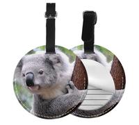 Koala en la rama,Etiquetas de equipaje de cuero sintético con nombre, etiquetas de viaje duraderas, 2 unidades