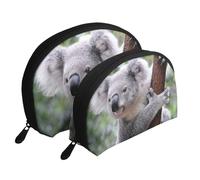 Koala en Rama, Bolsa de Maquillaje de Concha, Monedero pequeño para Mujer, Bolsa de artículos de tocador, Bolsa de cosméticos, 2 Piezas