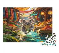Koala Ilustrado Escena de Mercado Puzzle de 1000 Piezas Papel para Adultos Relajante Mejorar Enfoque Hogar Regalo Familia 70x50cm/1000pcs