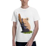 Koala in the Sun - Camiseta estampada de algodón puro para hombre, suave, transpirable, uso diario, para deportes, viajes, casa, blanco, XXL-7XL