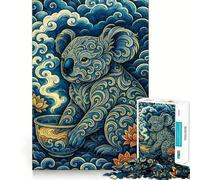 Koala ornamentado con Taza de té, Rompecabezas de 1000 Piezas para Adultos, Regalos, Juego de ingenio, Ocio, diversión, Calidad, Detalle Encantador (38x26cm)