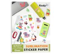 Koala - Papel adhesivo de sublimación 100% vinilo transparente impermeable de 8.5 x 11 pulgadas, 25 hojas, colores vivos de secado rápido que mantiene bien la tinta