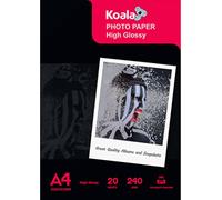 KOALA Papel fotográfico de Brillante, A4, 20 hojas, 240 g/m², para impresora de inyección de tinta Canon HP Epson