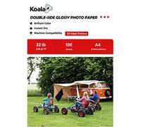 KOALA - Papel fotográfico de doble cara brillante para impresora de inyección de tinta, A4, 120 g/m², 100 hojas. Adecuado para la impresión de fotos, folletos, certificados, folletos, folletos,