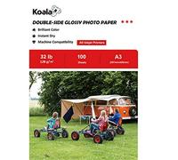 KOALA Papel Fotográfico de Doble cara Brillante para Inyección de Tinta A3, 120 g/m², 100 hojas. Adecuado para imprimir Fotos, Certificados, Folletos, Volantes, Tarjetas, Calendarios, Cubiertas, Artes