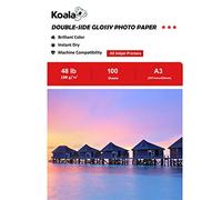KOALA Papel Fotográfico de Doble cara Brillante para Inyección de Tinta A3, 180 g/m², 100 hojas. Adecuado para imprimir Fotos, Certificados, Folletos, Volantes, Tarjetas, Calendarios, Cubiertas, Artes