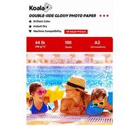 KOALA Papel Fotográfico de Doble cara Brillante para Inyección de Tinta A3, 240 g/m², 100 hojas. Adecuado para imprimir Fotos, Certificados, Folletos, Volantes, Tarjetas, Calendarios, Cubiertas, Artes