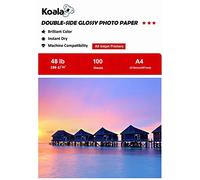 KOALA Papel Fotográfico de Doble cara Brillante para Inyección de Tinta A4, 180 g/m², 100 hojas. Adecuado para imprimir Fotos, Certificados, Folletos, Volantes, Tarjetas, Calendarios, Cubiertas, Artes