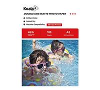 KOALA Papel Fotográfico de Doble cara Mate para Inyección de Tinta A3, 180 g/m², 100 hojas. Adecuado para imprimir Fotos, Portadas, Certificados, Folletos, Volantes, Tarjetas, Calendarios, Artes