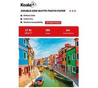 KOALA Papel Fotográfico de Doble cara Mate para Inyección de Tinta A4, 140 g/m², 100 hojas. Adecuado para imprimir Fotos, Portadas, Certificados, Folletos, Volantes, Tarjetas, Calendarios, Artes