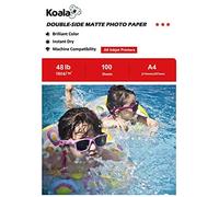 KOALA Papel Fotográfico de Doble cara Mate para Inyección de Tinta A4, 180 g/m², 100 hojas. Adecuado para imprimir Fotos, Portadas, Certificados, Folletos, Volantes, Tarjetas, Calendarios, Artes