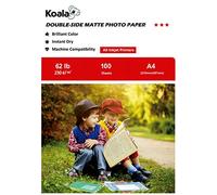 KOALA Papel Fotográfico de Doble cara Mate para Inyección de Tinta A4, 230 g/m², 100 hojas. Adecuado para imprimir Fotos, Portadas, Certificados, Folletos, Volantes, Tarjetas, Calendarios, Artes