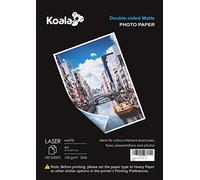 KOALA Papel Fotográfico Láser Mate de Doble cara, A4, 120 g/m², 100 hojas, para impresoras LASER. Adecuado para imprimir Fotos, Portadas, Certificados, Folletos, Volantes, Tarjetas, Calendarios