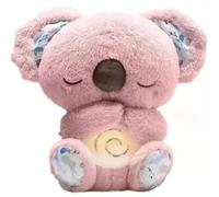 Koala para aliviar la ansiedad, Oso Koala portátil Que Respira calmante con luz y música, Juguete de Peluche Que Respira para acompañar el sueño Pink