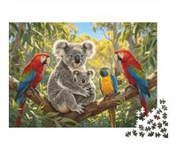 Koala & Parrots Puzzle para Adultos 1000 Piezas Reciclable Australian Wildlife Puzzles Interesantes Accesorios de Juego Familiar Regalo Divertido for Regalo de Bendición de Vacaciones 38x26cm/100...
