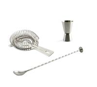 Koala Quid 3P CUCH-Vaso-EXP MI Bar QD Set de 3 Piezas para Gin Tonic-Cuchara, medidor y colador, Acero Inoxidable, Gris, 52.33 cm, 3 Unidades