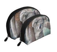 Koala Relajado, Bolsa de Maquillaje de Concha, Monedero pequeño para Mujer, Bolsa de artículos de tocador, Bolsa de cosméticos, 2 Piezas