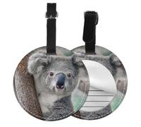Koala relajado,Etiquetas de equipaje de cuero sintético con nombre, etiquetas de viaje duraderas, 2 unidades