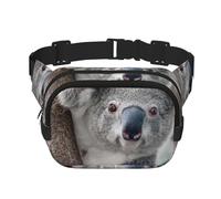 Koala Relajado,Riñonera Cuadrada de Doble Capa, Bolso de Viaje, Bolso Informal para el Pecho.