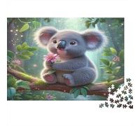 Koala sosteniendo una Flor Puzzle 1000 Piezas Papel Reciclado para Adultos Puzzle para Adultos Juego Familiar Divertido y desafiante Excelente Idea de Regalo para relajación 52x38cm/1000pcs