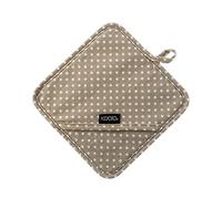 Koala Spain Agarrador con Silicona para Horno, Resistente al Calor, con Bolsillo de Agarre, Diseño Lunares Beige Algodón Reciclado