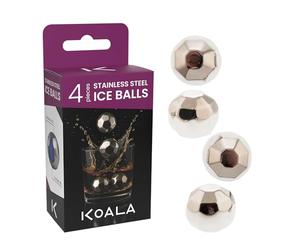 Koala Spain Bolas de Hielo Reutilizables de Acero Inoxidable (4 uds) - Enfriador Rápido sin Diluir para Whisky, Vino y Cócteles - Sostenibles y Elegantes