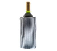 Koala Spain ECO-Enfriador de Vino con Gel Rápido Enfriamiento Compartimentado, 4 Capas Anti-condensación, Algodón Reciclado, Rayas Azul, Velcro Ajustable Bot. Vino o Cava, Incluye Regalo
