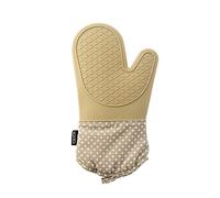 Koala Spain Manopla Ambidiestra con Silicona Doble para Horno, Resistente al Calor, Diseño Lunares Beige Algodón Reciclado