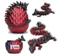 Koala Studio Dragón Articulado y Huevo de Dragón Impreso en 3D - Decoración de Universo Fantástico Fidget Toy Idea Decoración para Casa Habitación Sala de Estar Niños Figura Kawaii (Rojo Negro)