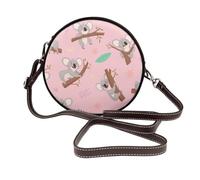 Koala, un animal salvaje australiano adorable,Bolso de hombro de piel sintética, bolso cruzado redondo - Bolso circular para mujer