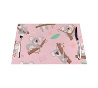 Koala, un Animal Salvaje Australiano Adorable,Juego de 6 manteles Individuales Lavables de PVC para Mesa de Comedor, Resistentes al Calor, 30x45 cm.