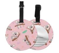 Koala, un lindo animal salvaje australiano,Etiquetas de equipaje de cuero sintético con nombre, etiquetas de viaje duraderas, 2 unidades