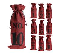 Koanhinn 1 a 10 bolsas de vino de arpillera para degustación de vino, bolsas de vino, números de mesa de boda, bolsas de degustación de vino, fiestas, Navidad, 10 unidades, rojo