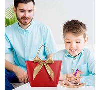 Koanhinn 10 bolsas de regalo con papel para fiestas, bolsas para aperitivos con lazo, color rojo