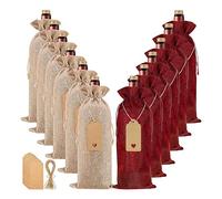 Koanhinn 12 bolsas de arpillera y 12 colgantes de regalo, reutilizables, con cordón, bolsa de botella, bolsa de regalo