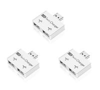 Koanhinn 3X Mini USB Hub Portátil a 2 Puertos Cargador Adaptador Concentrador USB Divisor USB Doble Carga USB Expansión para Ordenador Teléfono Móvil