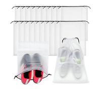 Koanhinn 50 bolsas de zapatos translúcidas para guardar viajes, grandes bolsas transparentes con cordón, organizador portátil para zapatos, transparente