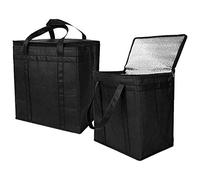 Koanhinn Bolsa de compras reutilizable aislada bolsa de envío de alimentos con doble cremallera, Negro