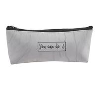 Koanhinn Bolso cosmético de mármol, soporte para bolígrafos, bolsa de maquillaje, organizador de lona, bolsa de lápiz, cremallera, papelería, cartera , portátil (), gris, Du kannst es schaffen