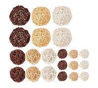Koanhinn Lote de 21 bolas de ratán de 3 colores mezclados para bodas, tamaños (3 cm/5 cm/7 cm)